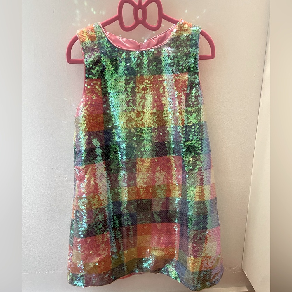 Lola + The Boys Multicolor Sequin Plaid Girls' Formal Dress